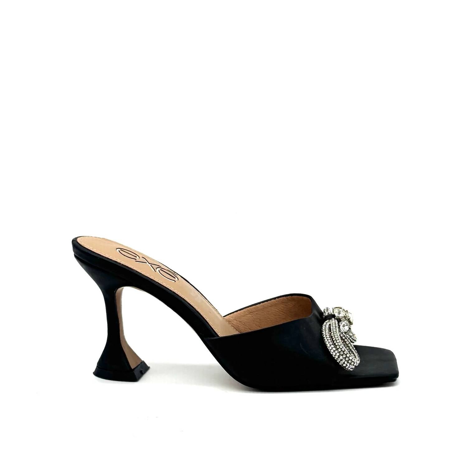 Exe - Women's Crystal Brooch Heeled Slide Sandal