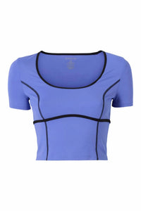 Bandier - Crop Contrast Seam Short Sleeve Top