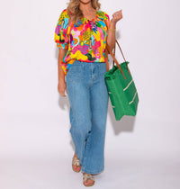 Ivy Jane - Tropical Satin Cactus Top