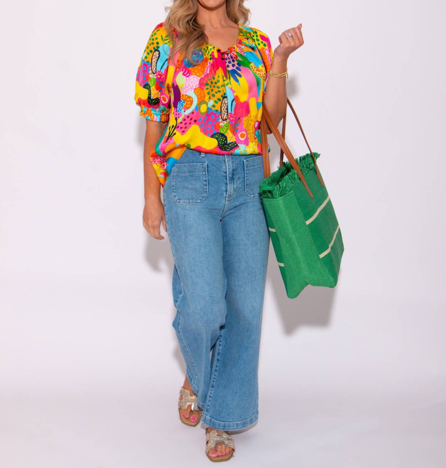 Ivy Jane - Tropical Satin Cactus Top