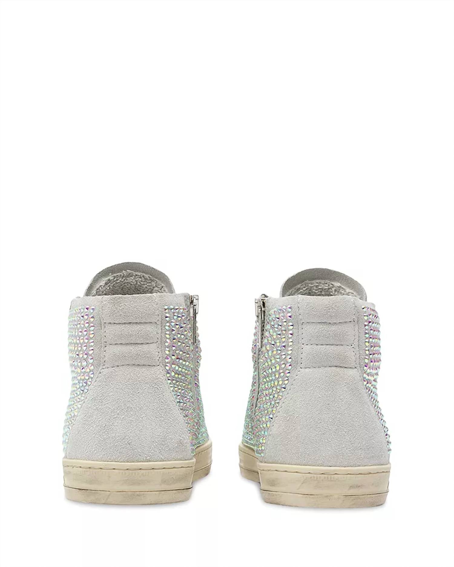 P448 Women's Skate Lace Up Embellished Zip High Top Sneakers in white - women's sneaker - alternate view