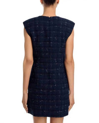 Veronica Beard Tamara Mini Dress in navy - women's dress - detail view