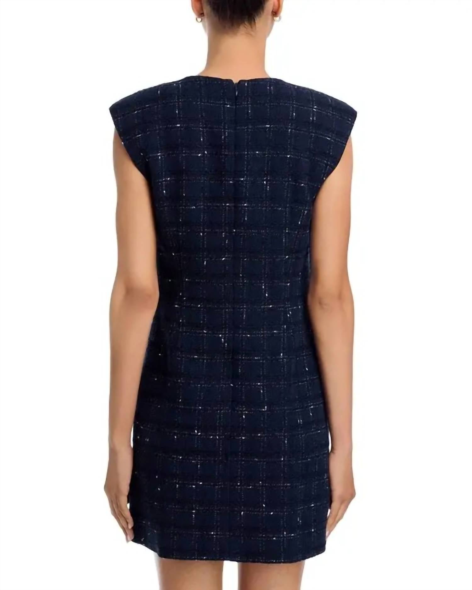 Veronica Beard Tamara Mini Dress in navy - women's dress - detail view