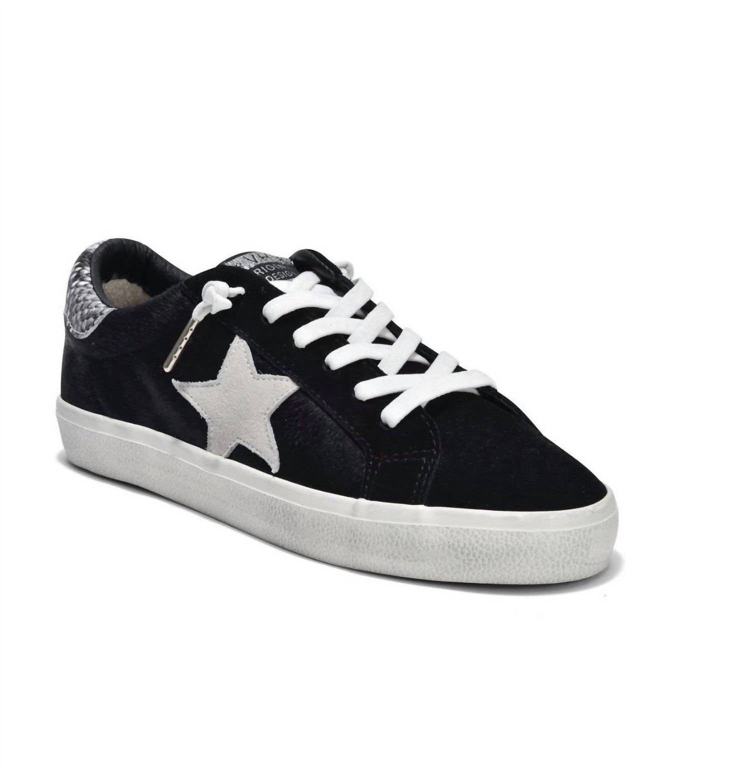 Vintage Havana Women's Suede Star Lace-up Sneaker in black - women's sneaker