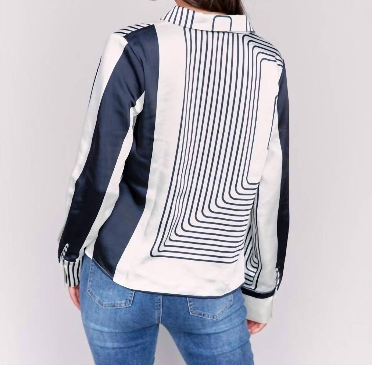 Charlie B - Printed Satin With Front Twist Detail Top