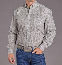 Stetson Men's Paisley Button Shirt in grey - men's long sleeve top