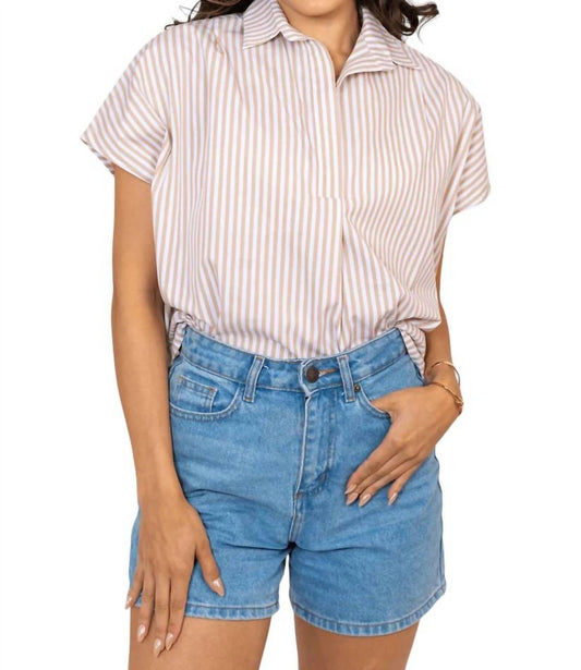 Karlie - STRIPE VNECK POPLIN TOP