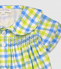 Percy & Tyne - Baby Girl's Smocked Rhys Bubble Onesie