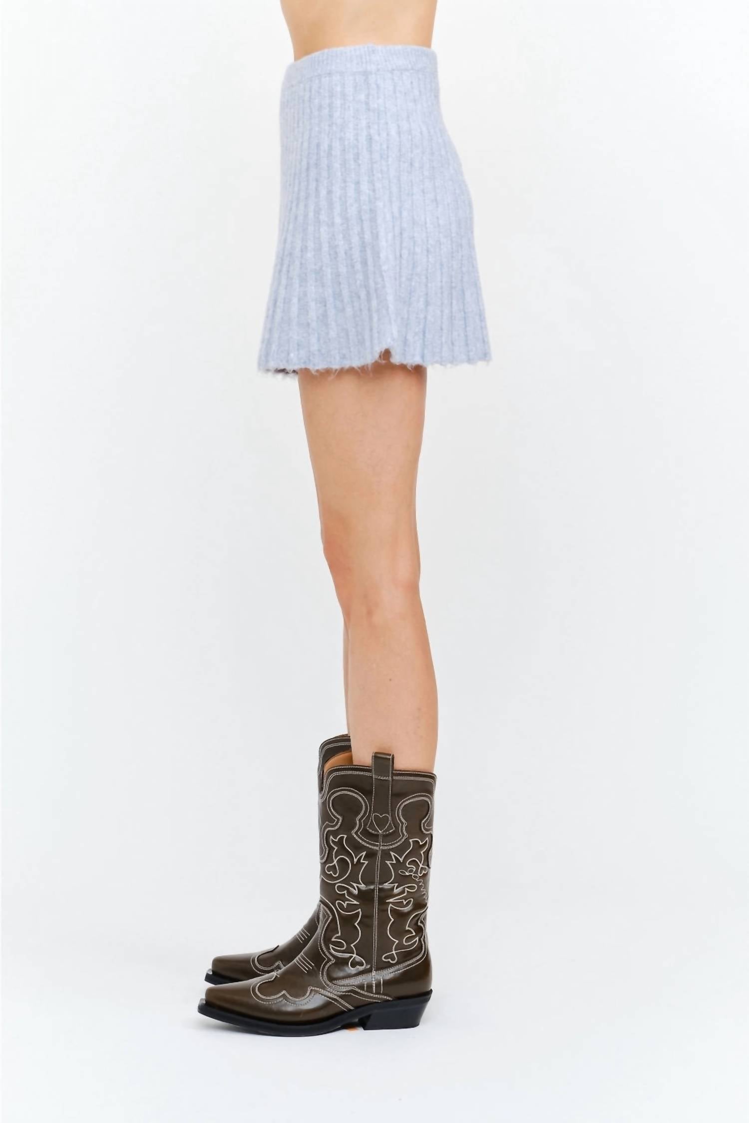 CLOUD NINE Knit Mini Skirt in grey - women's skirt - detail view