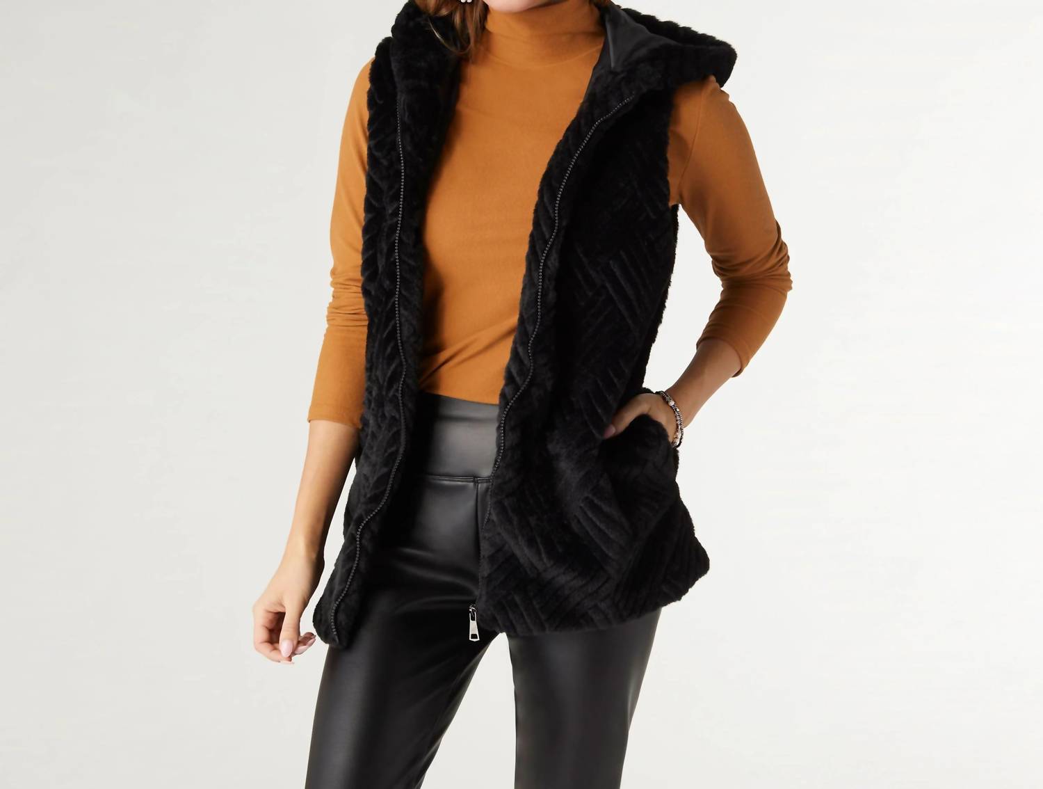 Coco + Carmen - Lyric Faux Fur Hooded Vest
