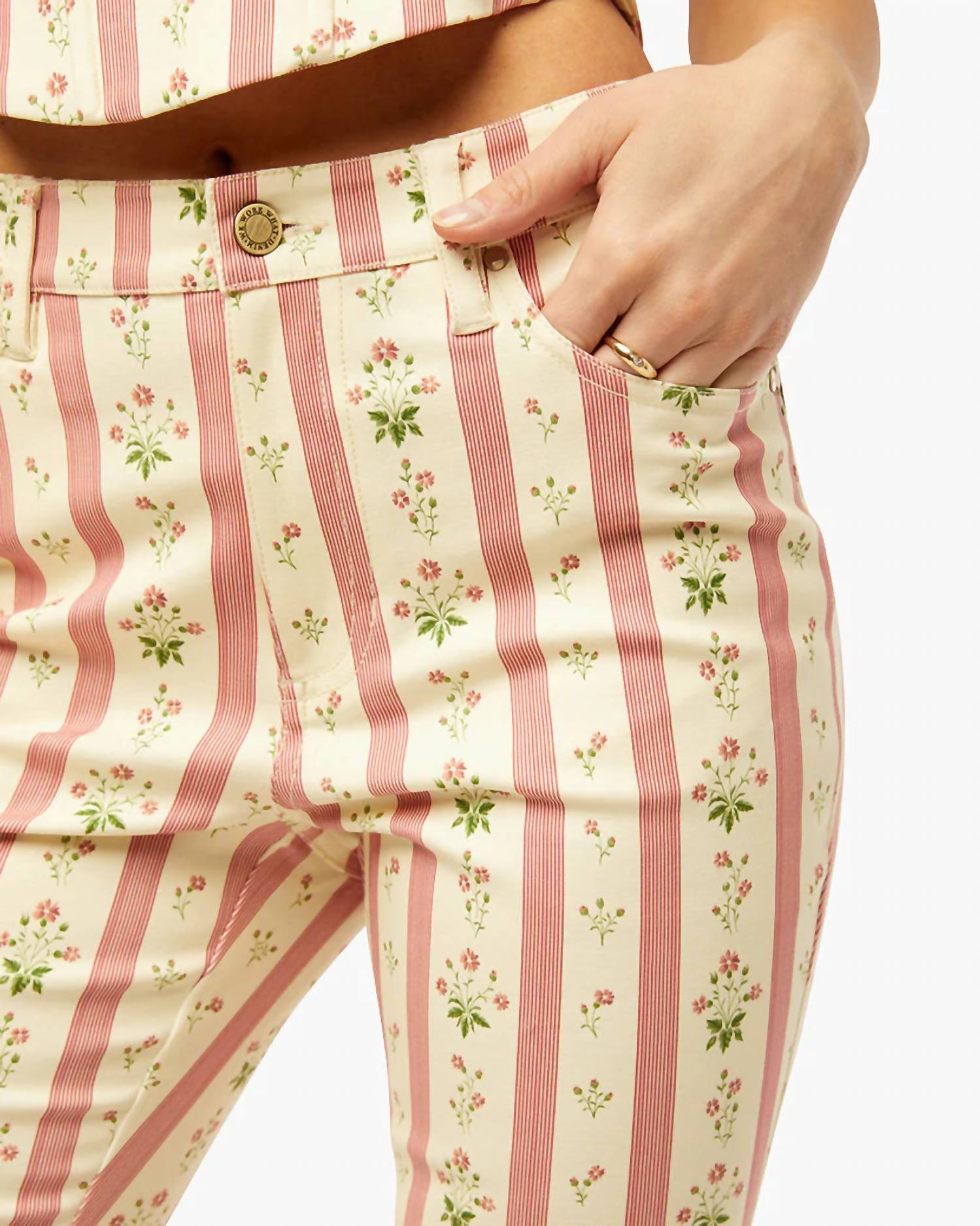 We Wore What - Floral Mid Rise Ankle Jeans