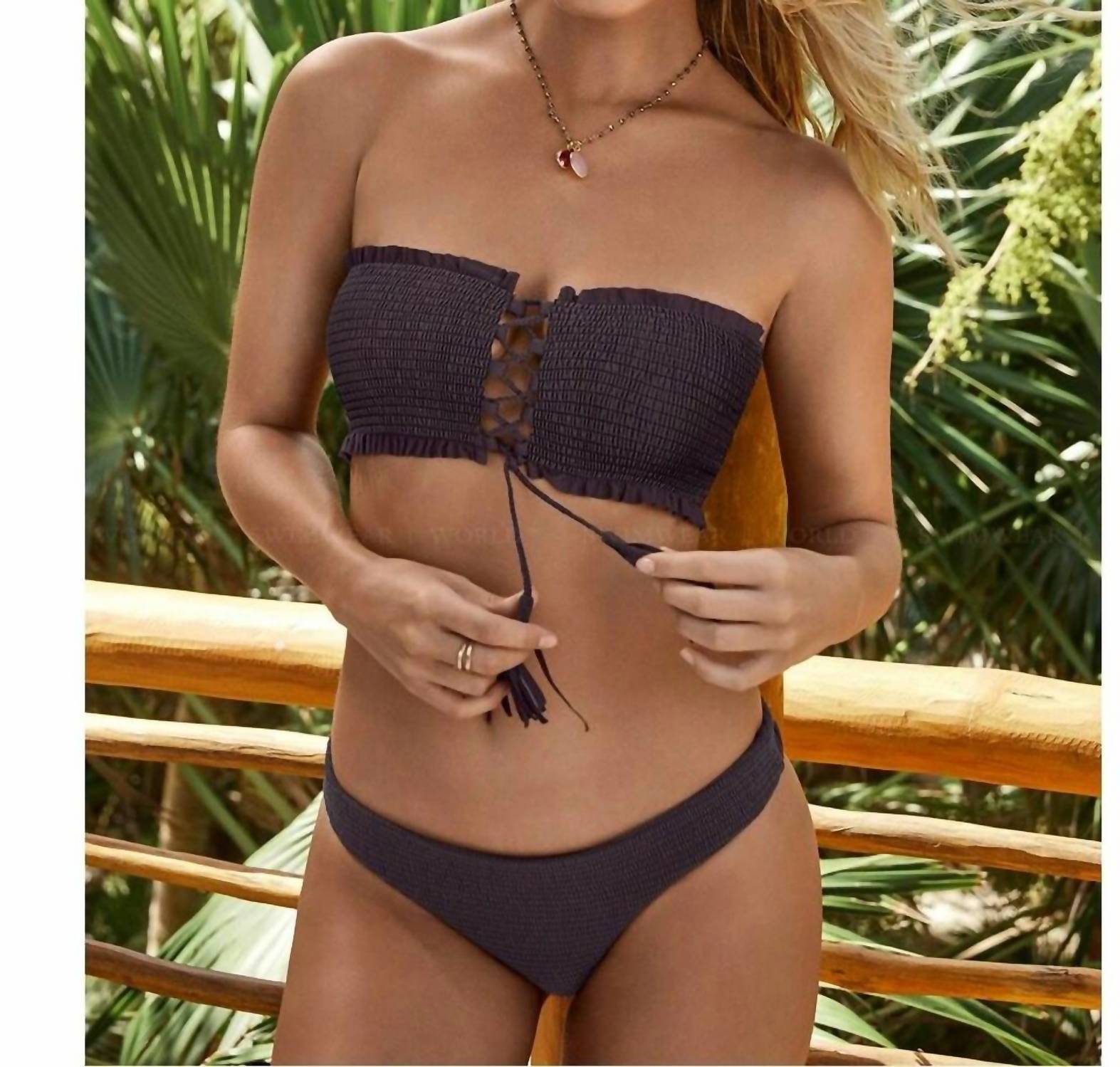 Pily Q - Smocked Bandeau Bikini Top