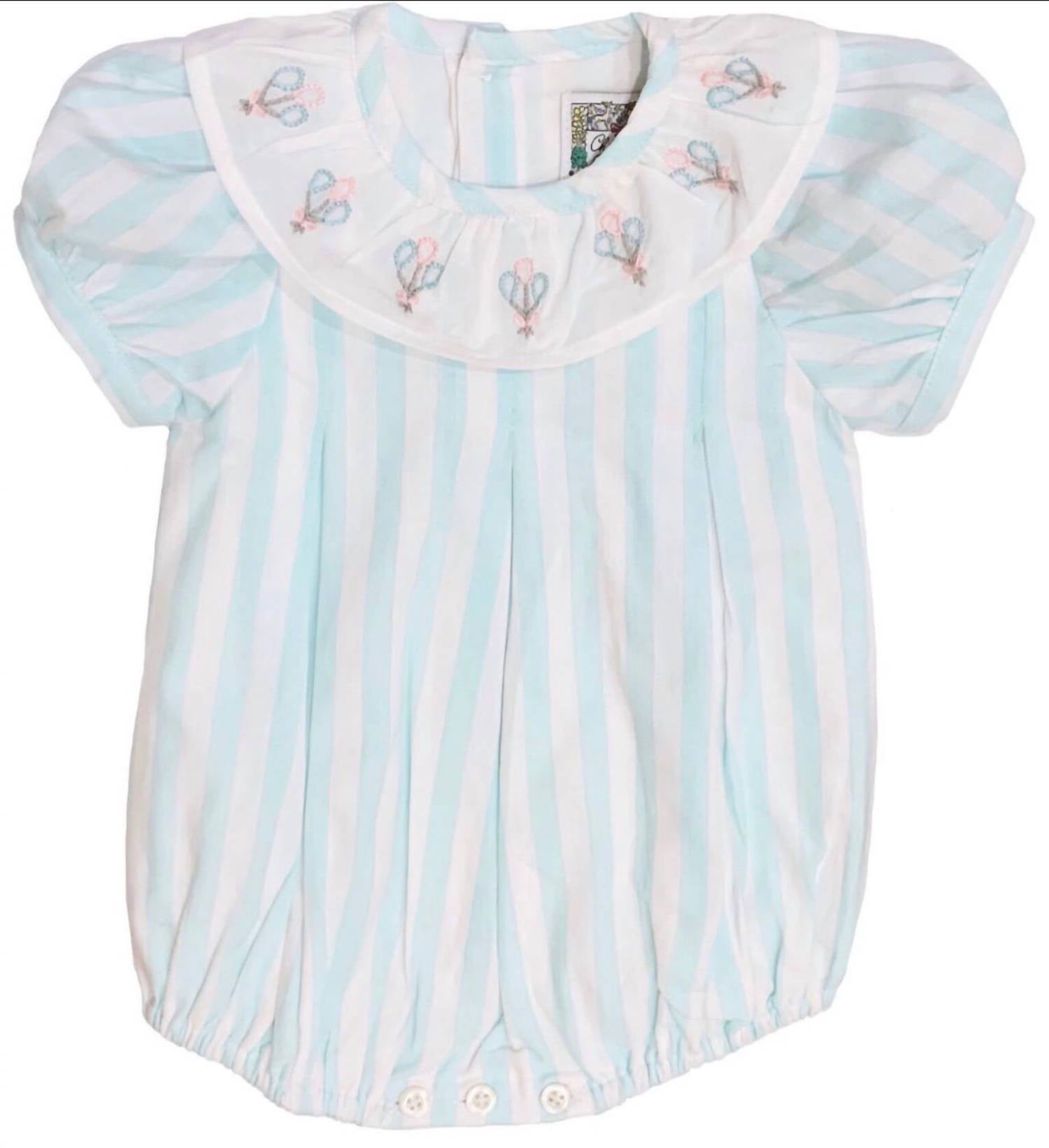 CHRISTIAN ELIZABETH Girl's Bubble Dress in aqua white - kids' dress