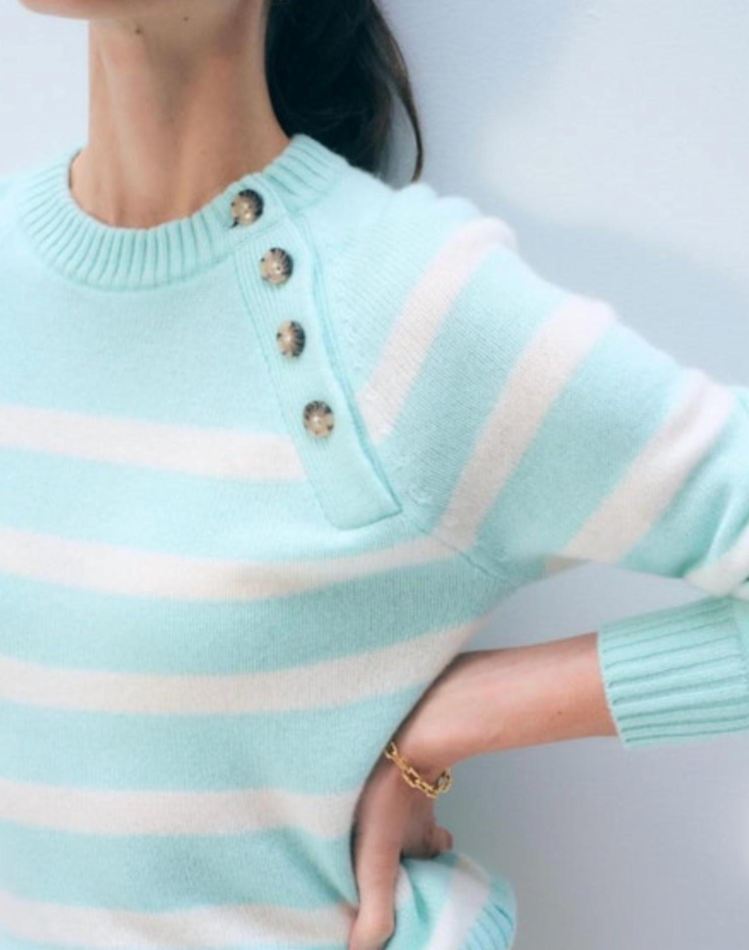 White + Warren - Featherweight Cashmere Striped Sweater
