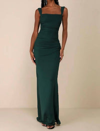 Lulus Amazing Presence Mesh Ruched Column Maxi Dress in dark green - women's dress