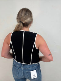 Illa Illa Linen Binding Vest in black - women's jacket - view 4