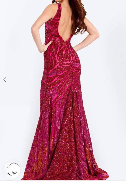 Jovani - Sequin V-neck Dress