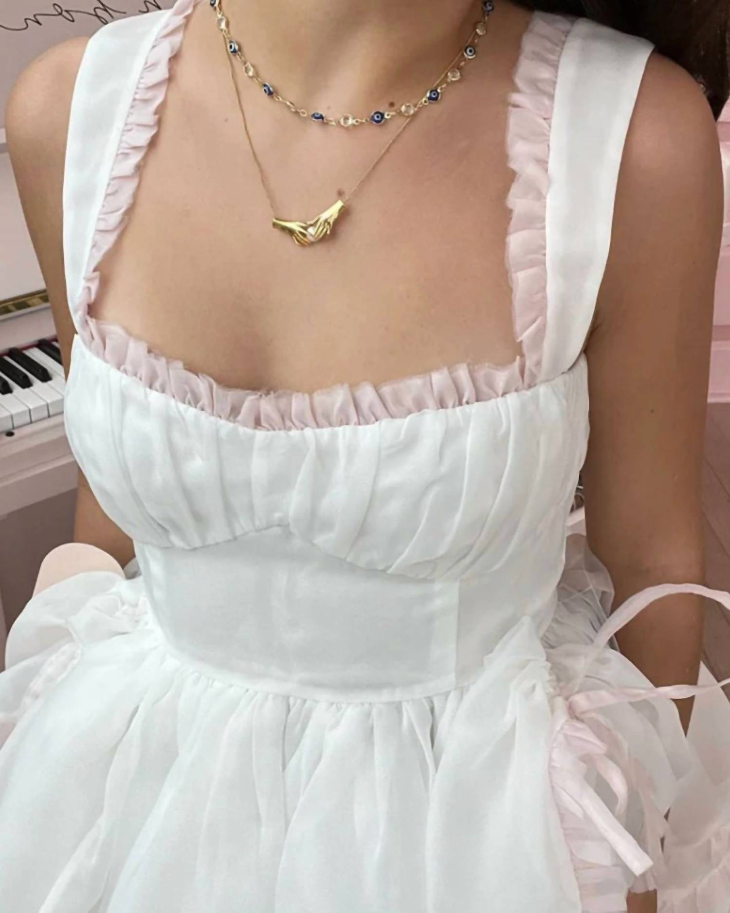 Selkie Little Lamb Dress in white - women's dress - detail view