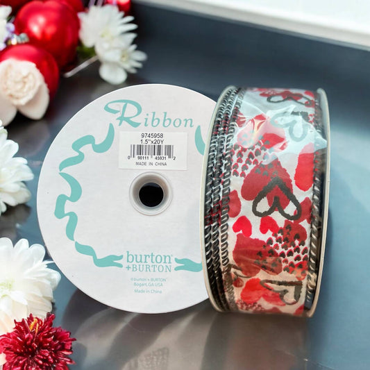 Burton + Burton - Red/Black Heart Pattern Ribbon