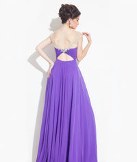 Rachel Allan - Beaded Sheer Neck Chiffon Prom Gown