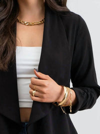 Blu Pepper - Women's Rouched Three Quarter Open Front Blazer