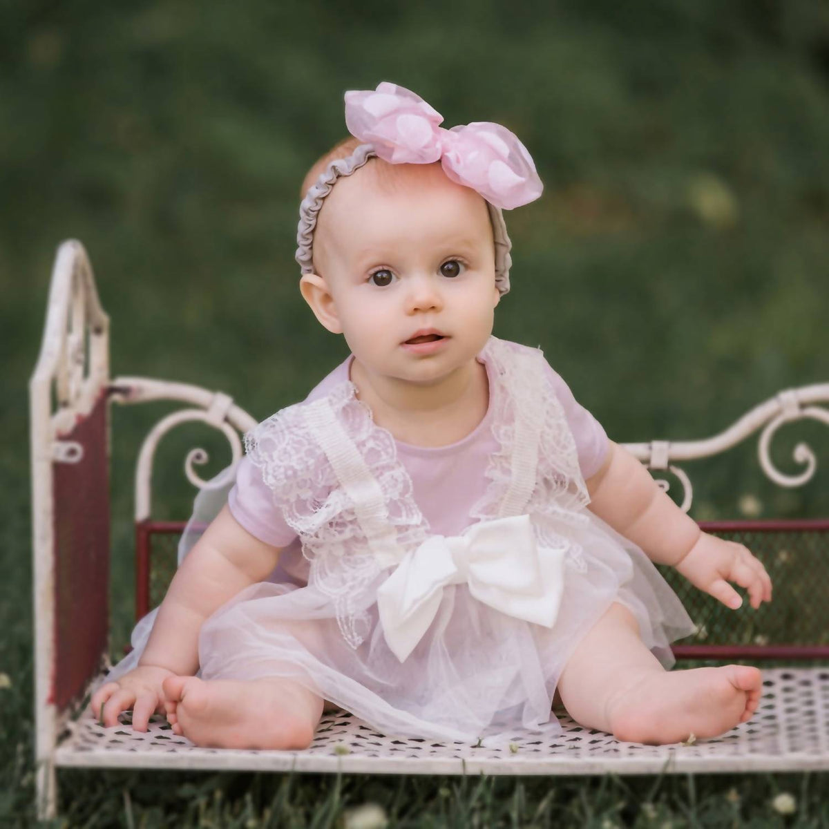 Mae Li Rose - Lace and Bow Onesie