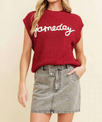 Cloud Ten Gameday Sleeveless Sweater Vest in red - women's sweater