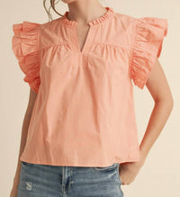 Jodifl - Ruffle Sleeve Poplin Top
