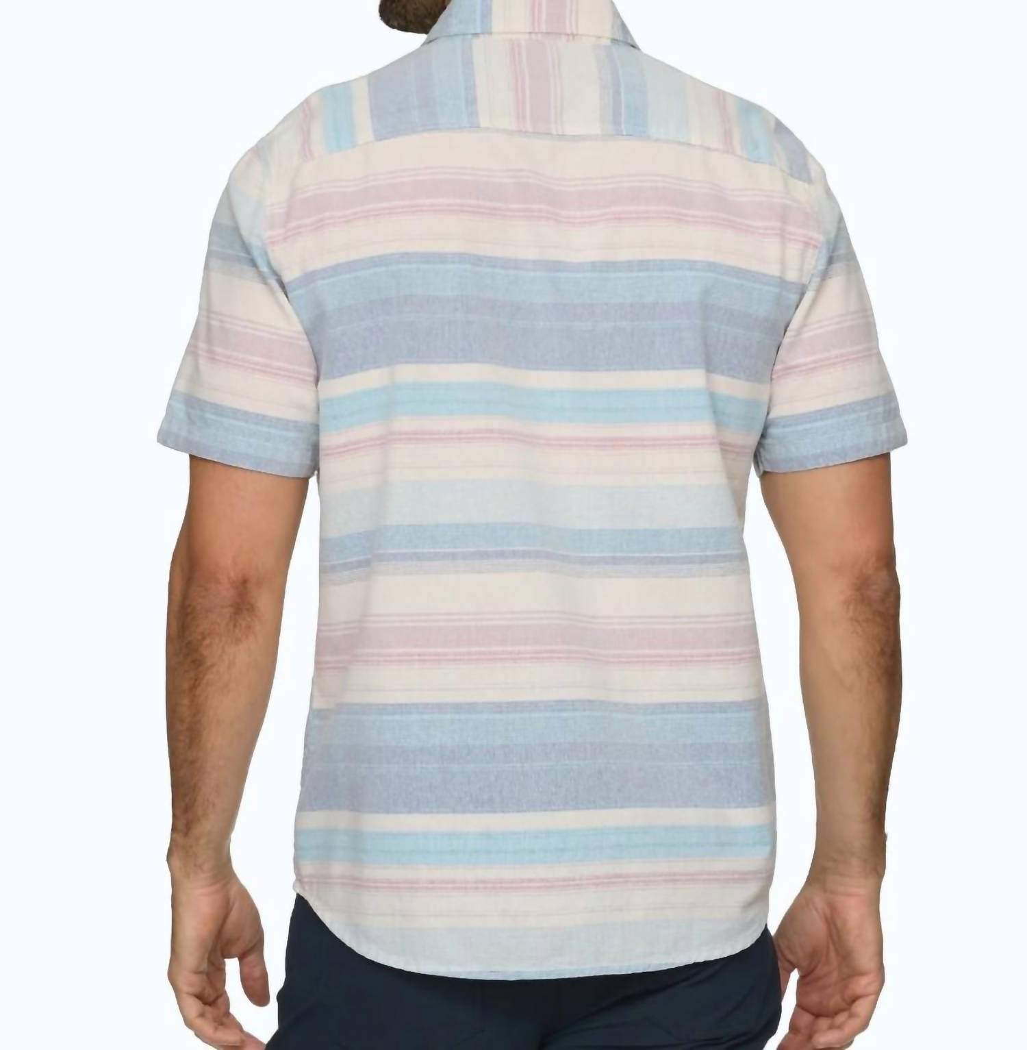 Flags & Anthem Mason Short Sleeve Striped Shirt in blue - men's t-shirt - detail view