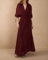 Dress To - Tamia Long Lurex Dress With Smocked Yoke