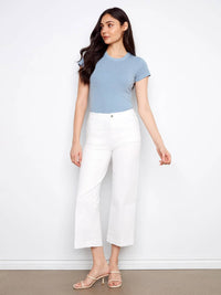 Charlie B - Cropped Wide Leg Stretch Twill Jeans