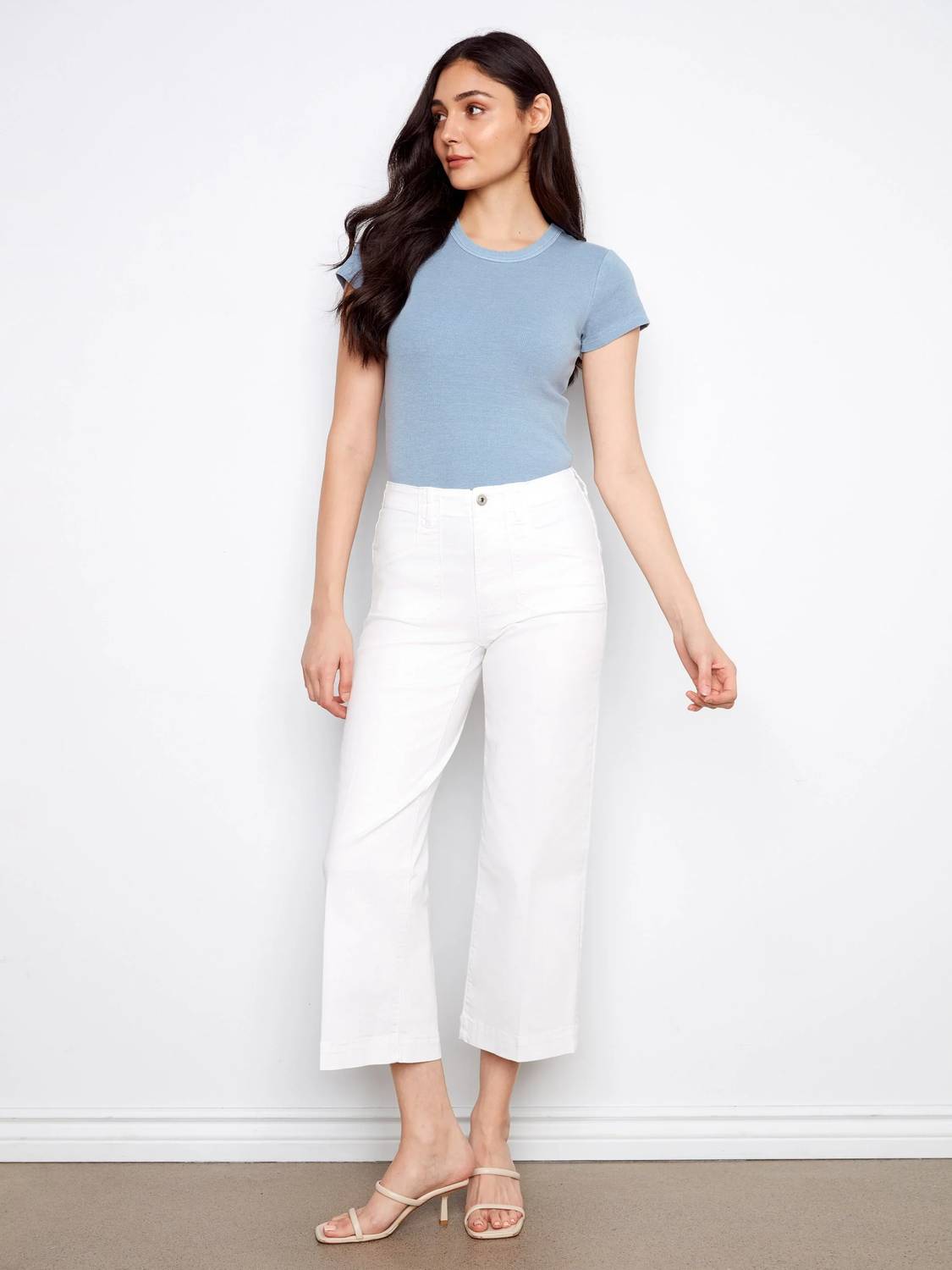 Charlie B - Cropped Wide Leg Stretch Twill Jeans