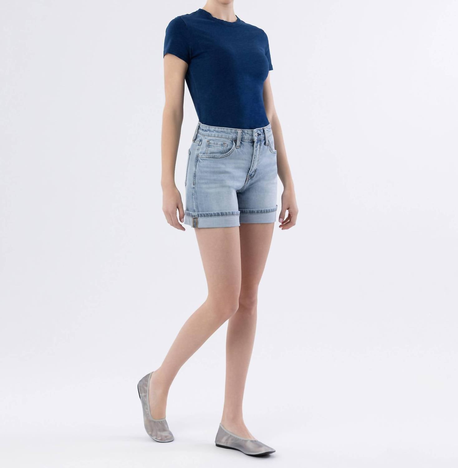 Vervet By Flying Monkey - Rebecca Cuffed Denim Shorts