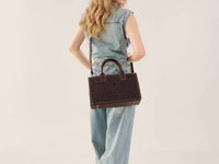 Trinity Ranch - Floral Tooled Leather Western Satchel Tote Bag