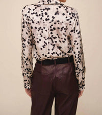 Bella Dahl Silky Button Down Shirt in winter shadow - women's shirt - detail view