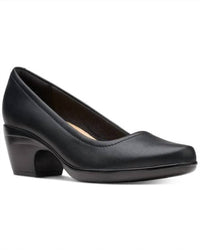 Clarks Women's Emily Belle Pump in black leather - women's heels