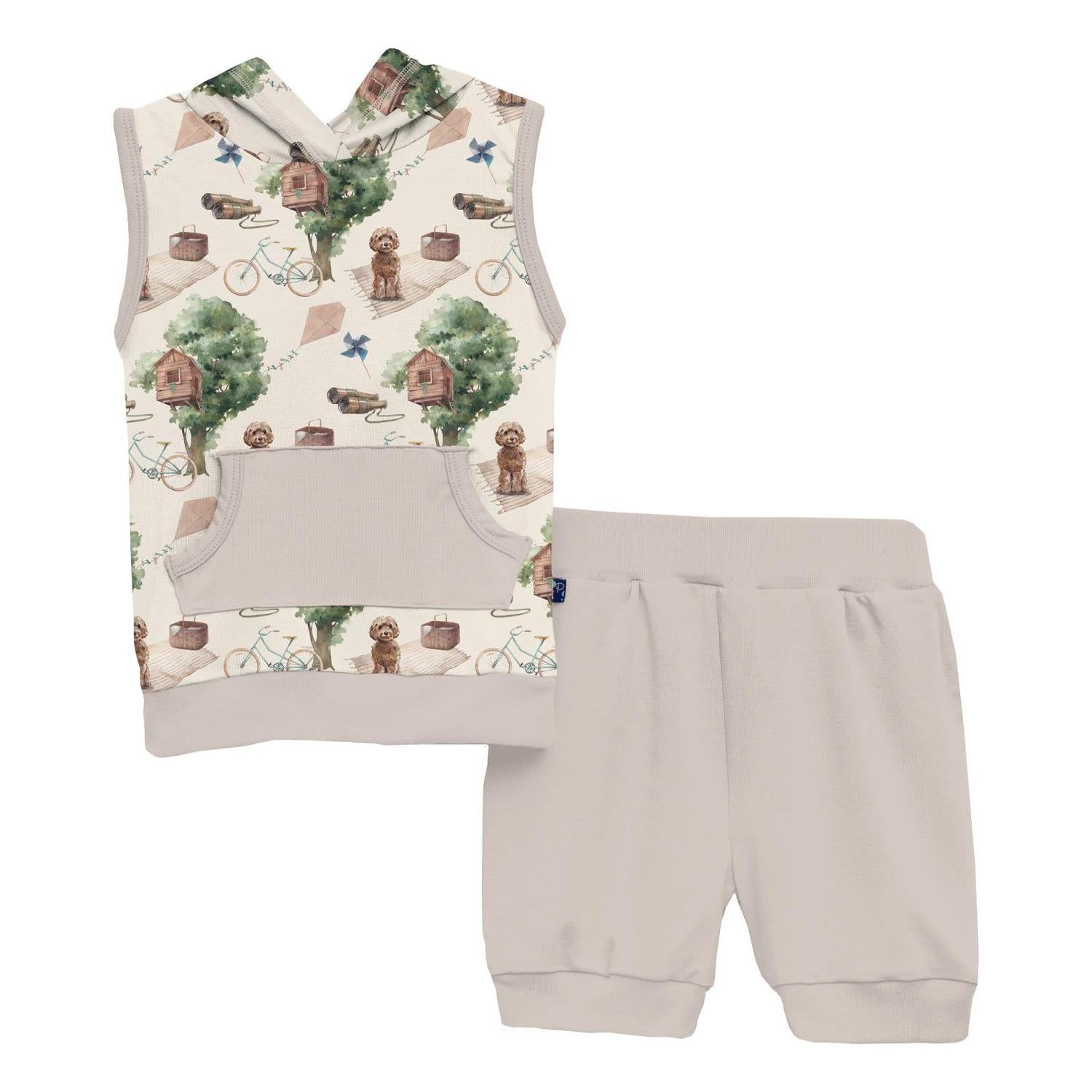 Kickee - Unisex Kid's Short Sleeve Hoodie Tank Set