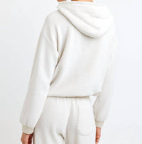 Bella Dahl Tie Waist Hoodie in oatmeal - women's top - alternate view