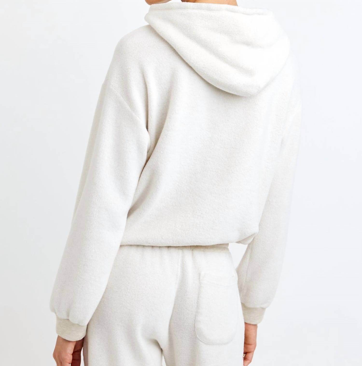 Bella Dahl Tie Waist Hoodie in oatmeal - women's top - alternate view