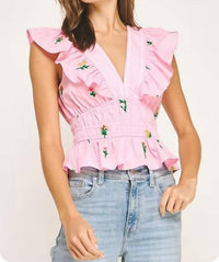 Strut & Bolt - Flower Bouquet Embroidery Top