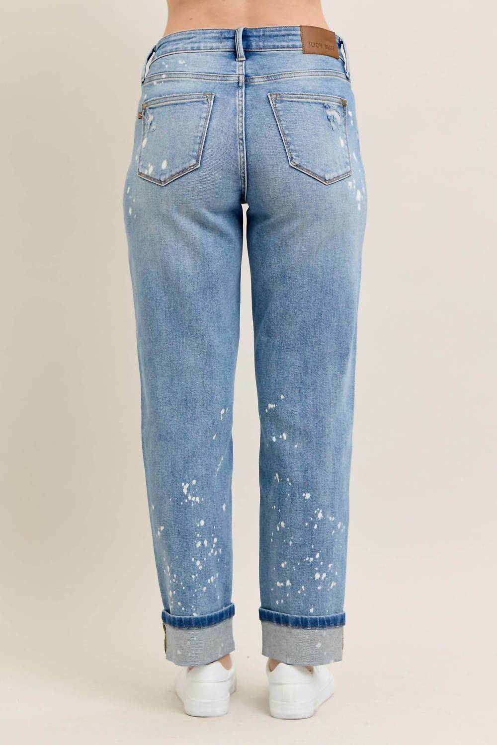 Judy Blue - Splash Of Style Mid Rise Bleach Splatter Boyfriend Jeans
