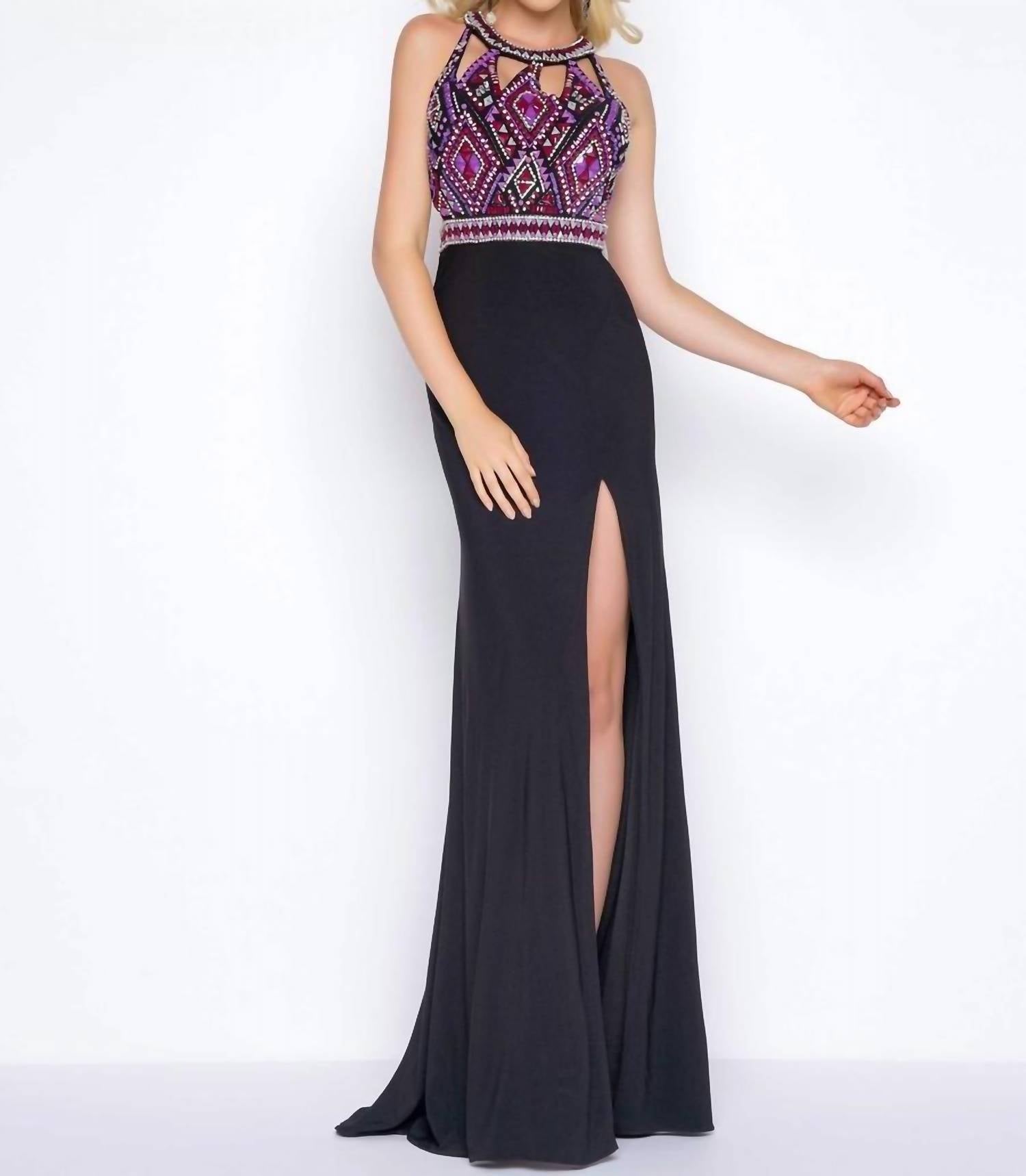 Mac Duggal - AZTEC BEADED PROM DRESS