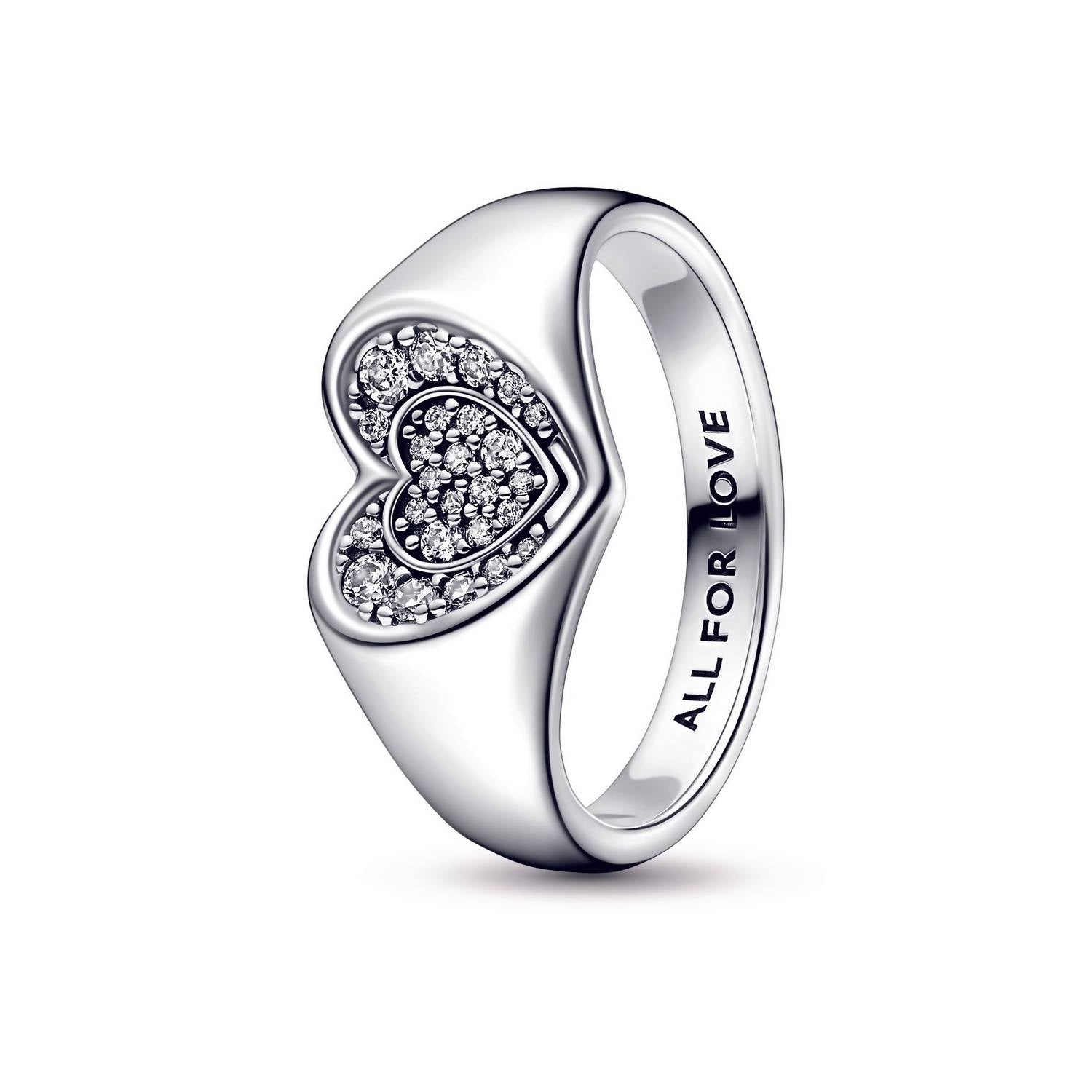 Pandora - Women's Radiant Heart Pavé Signet Ring
