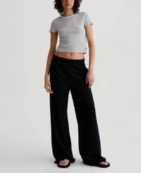 AG Jeans Hutton Crew Neck T-shirt in pencil stripe ex white true black - women's shirt