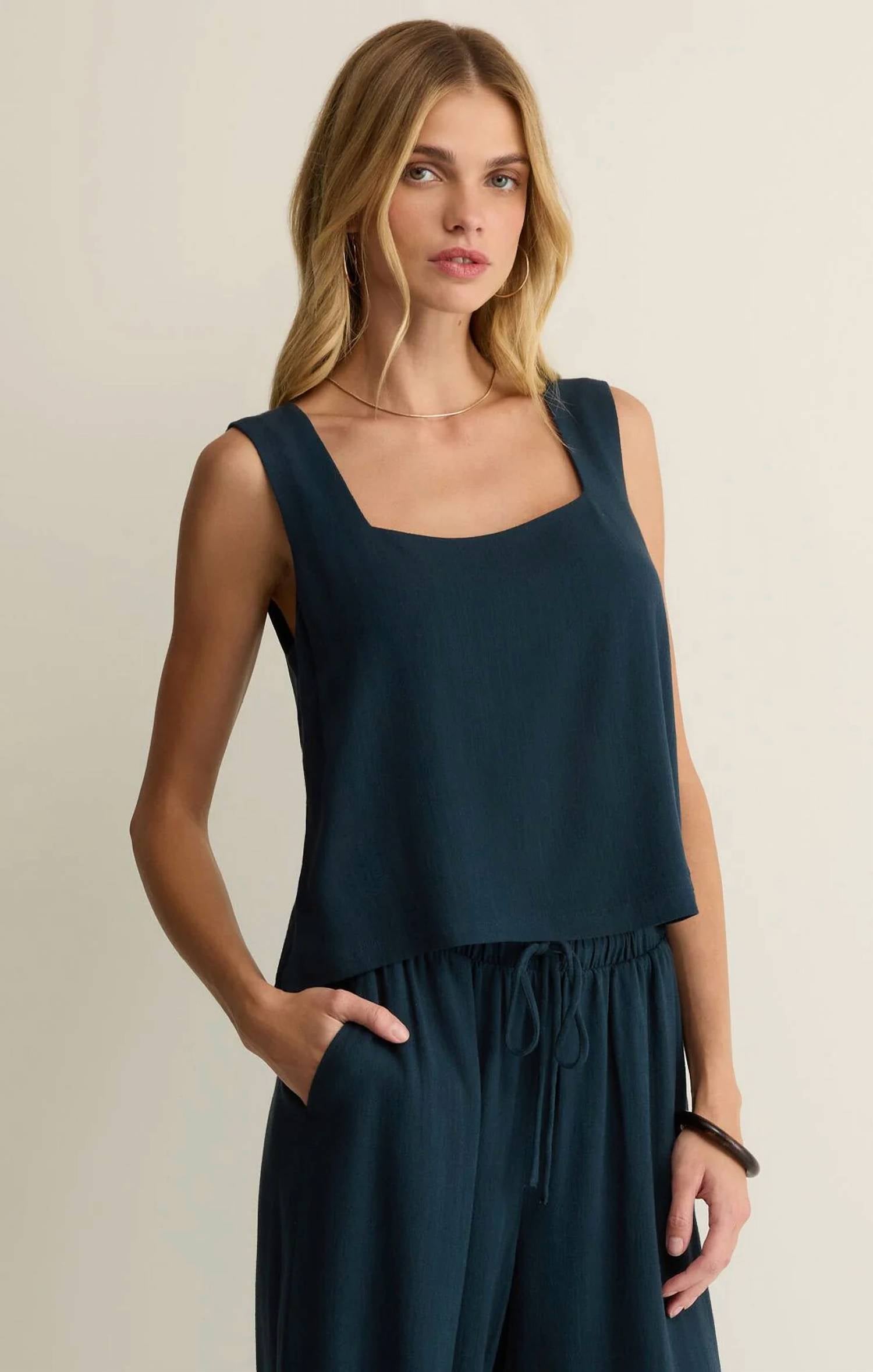 Z Supply - Charli Cropped Linen Tank Top