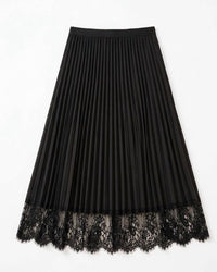 Current Air - Women's Pleated Midi Skirt With Lace Hem