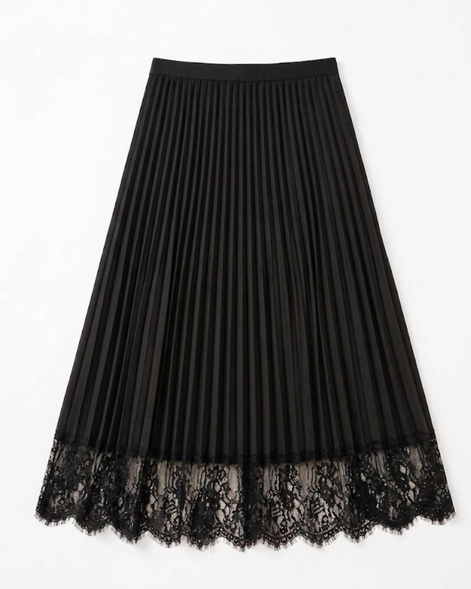 Current Air - Women's Pleated Midi Skirt With Lace Hem