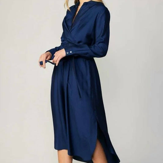 Current Air - Long Sleeve Spread Collar Button Down Shirt Dress