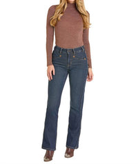 Rock & Roll Denim Jacquard High Rise Bootcut Jean in dark wash - women's jeans