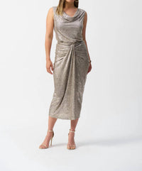 Joseph Ribkoff - Foiled Melange Knit Cowl Neck Top